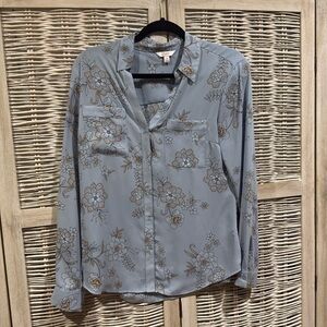 Blue floral blouse